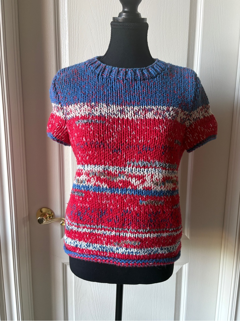 Tory Burch Multicolour Knit Sweater, Red & Blue